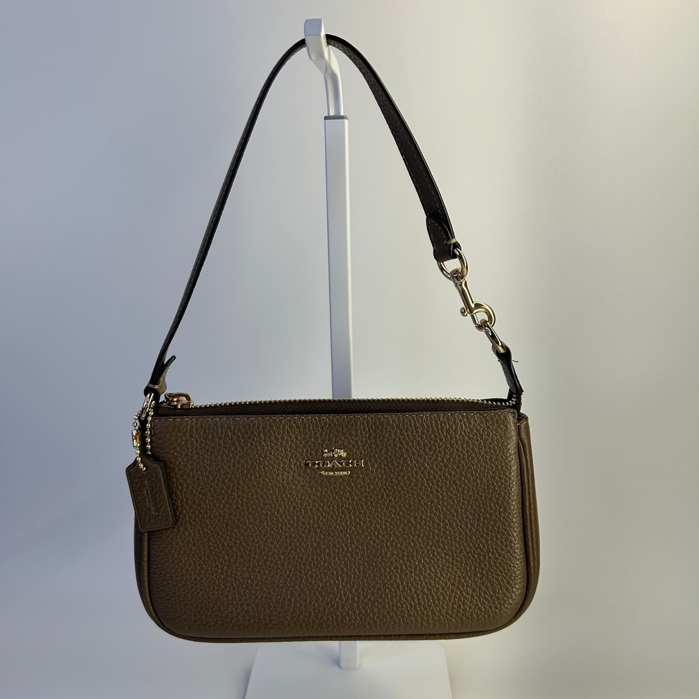 Coach Nolita 19 Brown Refined Pebble Leather Wristlet Bag Good